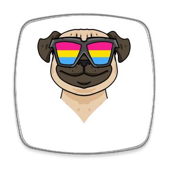 Pansexual Pug Dog - Dog with Glasses - Square fridge magnet - white - Front