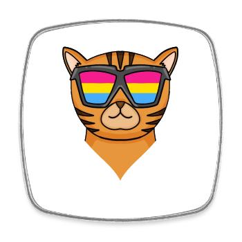 Pansexuell Bengalkatze - Katze mit Brille - Viereckiger Kühlschrankmagnet - Weiß - Vorne