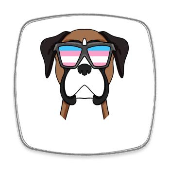 Transgender Deutscher Boxer Hund - Hund mit Brille - Viereckiger Kühlschrankmagnet - Weiß - Vorne