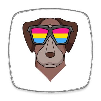 Pansexuell Pointer Hund - Hund mit Brille - Viereckiger Kühlschrankmagnet - Weiß - Vorne