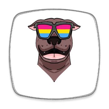 Pansexuell Pit Bull Terrier Hund - Hund mit Brille - Viereckiger Kühlschrankmagnet - Weiß - Vorne