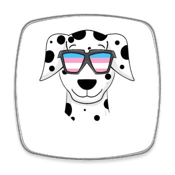 Transgender Dalmatian dog - dog with glasses - Square fridge magnet - white - Front