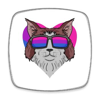 Bisexuell Maine coon Katze - Katze mit Brille - Viereckiger Kühlschrankmagnet - Weiß - Vorne