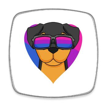 Bisexual Rottweiler Dog - Dog with Glasses - Square fridge magnet - white - Front