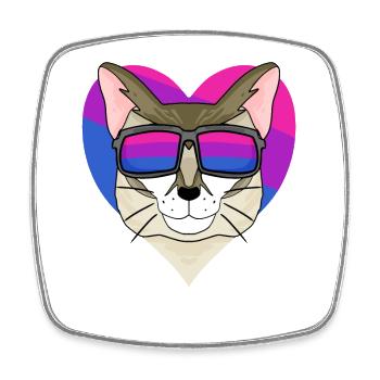 Bisexuell Singapura Katze - Katze mit Brille - Viereckiger Kühlschrankmagnet - Weiß - Vorne