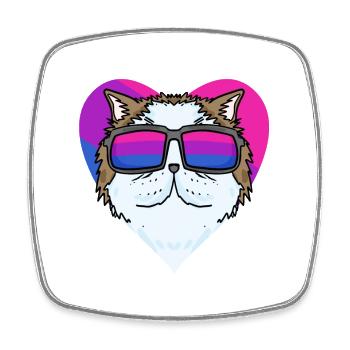 Bisexuell Perserkatze Katze - Katze mit Brille - Viereckiger Kühlschrankmagnet - Weiß - Vorne