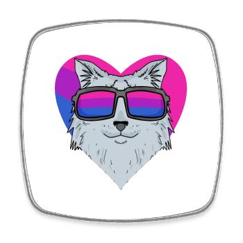 Bisexual Siberian Cat - Cat with Glasses - Square fridge magnet - white - Front