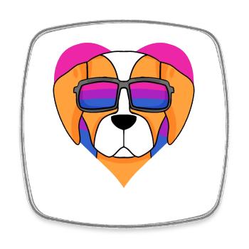 Bisexual Epagneul Breton Dog - Dog with Glasses - Square fridge magnet - white - Front