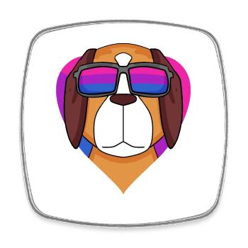 Chien bisexuel Saint-Bernard - chien avec lunettes - Magnet carré - blanc - Devant