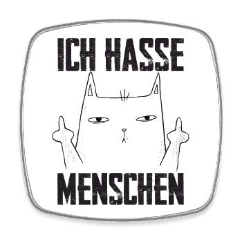 Ich Hasse Menschen Lustige Katze Mittelfinger - Viereckiger Kühlschrankmagnet - Weiß - Vorne