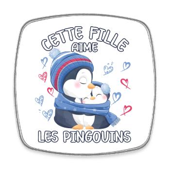 Dieses Mädchen Liebt Pinguine - Viereckiger Kühlschrankmagnet - Weiß - Vorne