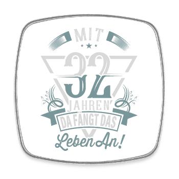 32. Geburtstag Da Fängt Das Leben An - Viereckiger Kühlschrankmagnet - Weiß - Vorne