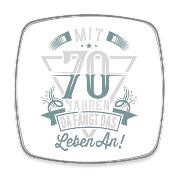 70. Geburtstag Da Fängt Das Leben An - Viereckiger Kühlschrankmagnet - Weiß - Vorne