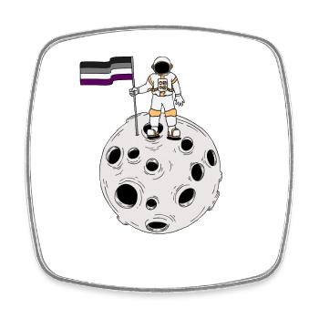 Astronaute asexué sur la lune Drapeau Ace Pride - Magnet carré - blanc - Devant
