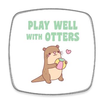 Cute Otter Play Well With Otters Funny - Square fridge magnet - white - Front