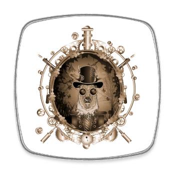 Steampunk deer portrait in antique sepia look - Square fridge magnet - white - Front