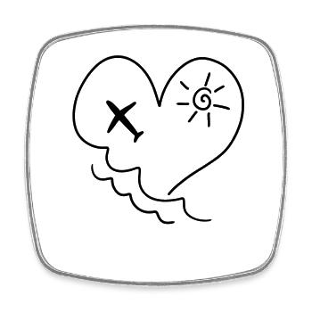 Holiday Sun Heart Beach Sea Flyer - Square fridge magnet - white - Front
