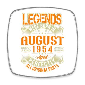 1954 August Birthday Legend - Square fridge magnet - white - Front