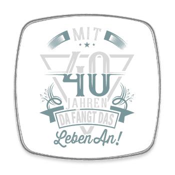 40. Geburtstag Da Fängt Das Leben An - Viereckiger Kühlschrankmagnet - Weiß - Vorne