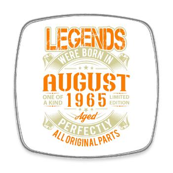 1965 August Birthday Legend - Square fridge magnet - white - Front
