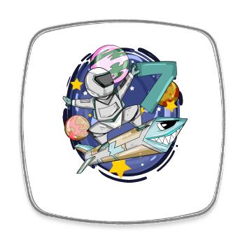 7 Birthday Astronaut Rockets Space - Square fridge magnet - white - Front