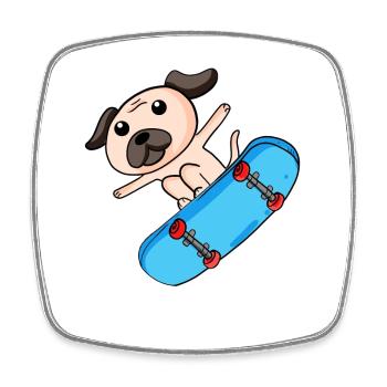Chien Skater Skateboard Enfants Enfant Motif - Magnet carré - blanc - Devant