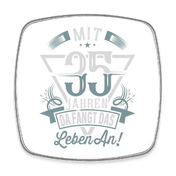 35. Geburtstag Da Fängt Das Leben An - Viereckiger Kühlschrankmagnet - Weiß - Vorne