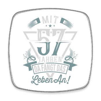 57. Geburtstag Da Fängt Das Leben An - Viereckiger Kühlschrankmagnet - Weiß - Vorne