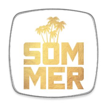 Sommer Gold Palmen Luxus Urlaub exklusiv Deko Fun - Viereckiger Kühlschrankmagnet - Weiß - Vorne