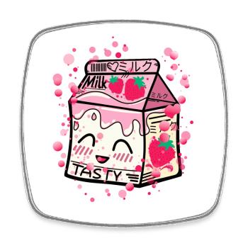Erdbeer Milch Packung kawaii - Viereckiger Kühlschrankmagnet - Weiß - Vorne