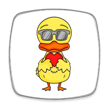 Canard avec lunettes de soleil et cœur - Magnet carré - blanc - Devant