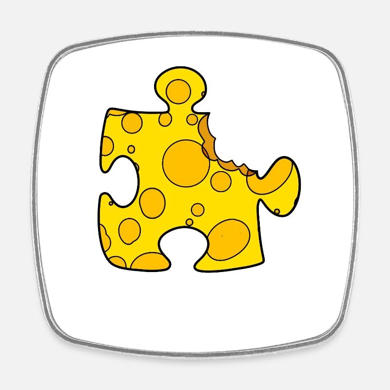 Cheese Puzzle - Square fridge magnet - white