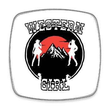 Western Girl Mountain Silhouette - Viereckiger Kühlschrankmagnet - Weiß - Vorne