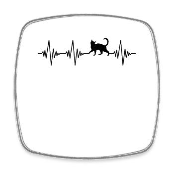 Katze Herzschlag - Viereckiger Kühlschrankmagnet - Weiß - Vorne