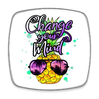 cool pineapple Change your mind - Square fridge magnet - white - Front