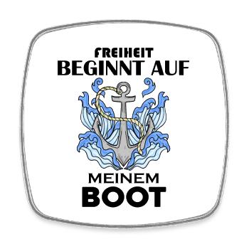 Motorboot Kapitän - Viereckiger Kühlschrankmagnet - Weiß - Vorne