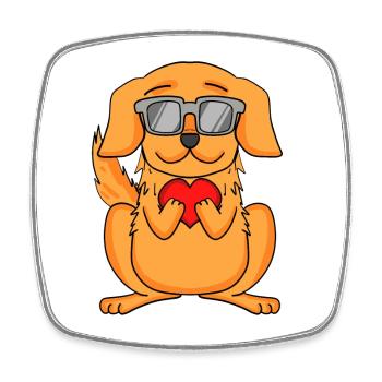 Golden Retriever mit Sonnenbrille und Herz - Viereckiger Kühlschrankmagnet - Weiß - Vorne