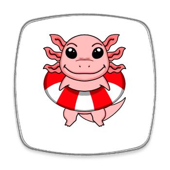 Axolotl Swimming Lifebuoy - Square fridge magnet - white - Front