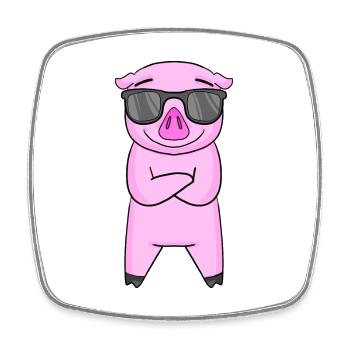 Pig with sunglasses - Square fridge magnet - white - Front