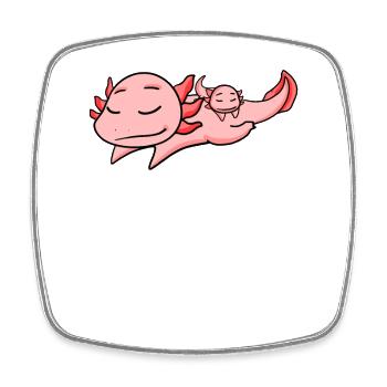 Axolotl Dad with Baby Axolotl - Square fridge magnet - white - Front