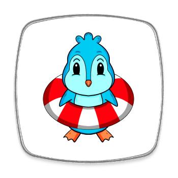 Penguin Swimming Lifebuoy - Square fridge magnet - white - Front