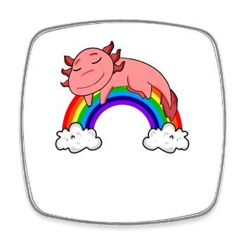 Regenbogen Axolotl - Viereckiger Kühlschrankmagnet - Weiß - Vorne