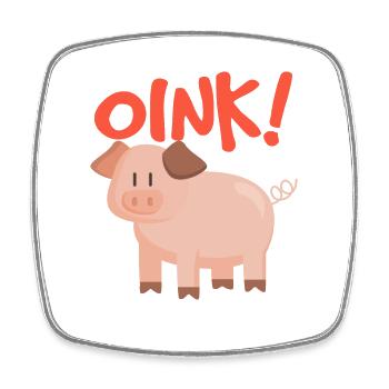 Schwein Oink - Viereckiger Kühlschrankmagnet - Weiß - Vorne