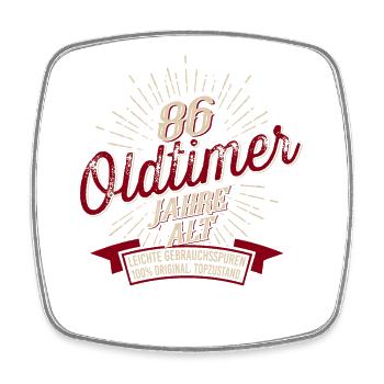 86. Geburtstag Oldtimer - Viereckiger Kühlschrankmagnet - Weiß - Vorne
