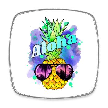 Ananas Aloha Colorful - Viereckiger Kühlschrankmagnet - Weiß - Vorne