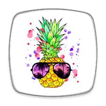 Bunte Ananas Kunst - Viereckiger Kühlschrankmagnet - Weiß - Vorne