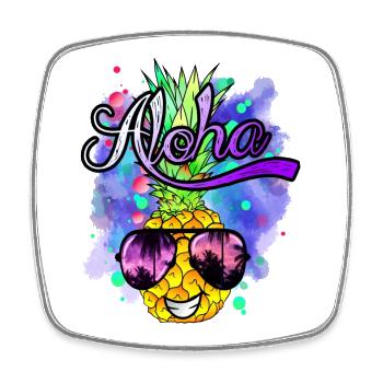 funny pineapple cool and colorful - Square fridge magnet - white - Front