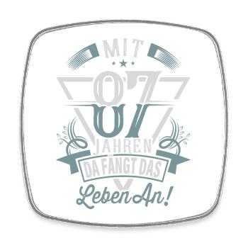 87. Geburtstag Da Fängt Das Leben An - Viereckiger Kühlschrankmagnet - Weiß - Vorne