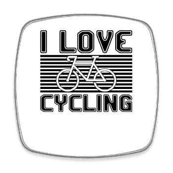 I love cycling - Viereckiger Kühlschrankmagnet - Weiß - Vorne