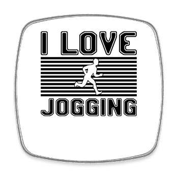 I love jogging - Viereckiger Kühlschrankmagnet - Weiß - Vorne